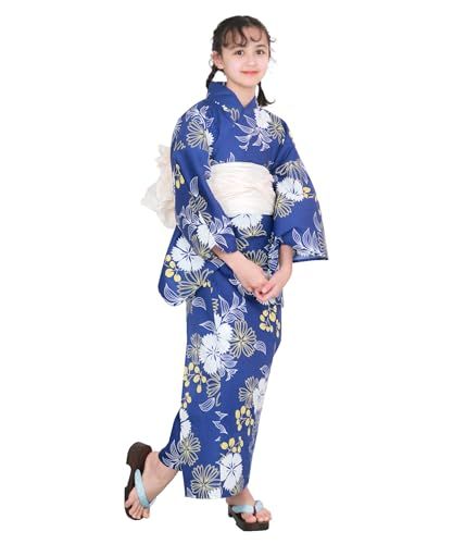 [KYOETSU] [キョウエツ] 浴衣セット 浴衣 二部式 女の子 生成り 変わり織 3点セット(浴衣、兵児帯、下駄) ジュニア ガールズym 2e8b74ca