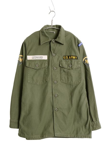 60s 米軍実物 US ARMY コットン サテン ユーティリティ シャツ M / ヴィンテージ OG107 シャツ袖 2nd 軍物 ミリタリー ワッペン フルパッチ 8,833円