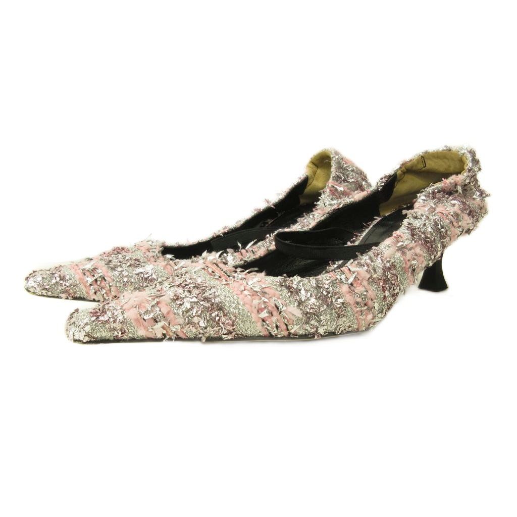 ピッピシック PIPPICHIC パンプス シューズ ポインテッドトゥ ヒール ラメ 37 24.0cm ピンク シルバーカラー 0817 ■OFP2 8,284円
