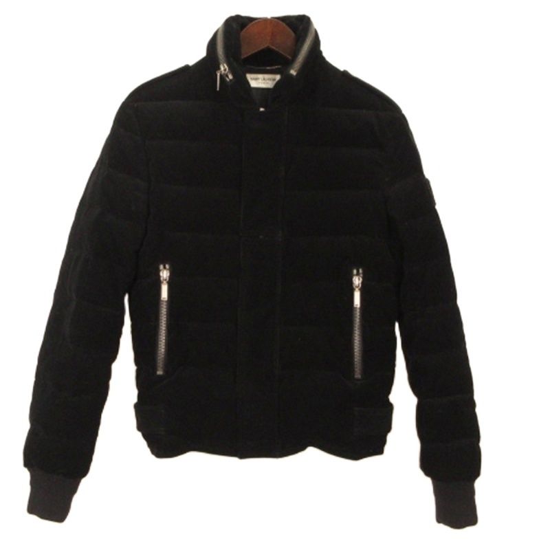 サンローラン パリ SAINT LAURENT PARIS コーデュロイ ダウンジャケット ブラック 42 ☆AA★