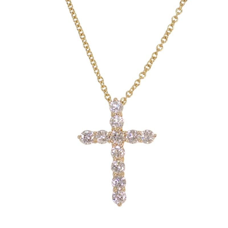 ティファニー TIFFANY&Co. クロスペンダント ミニ 67124766 ネックレス K18イエローゴールド 18金 ダイヤモンド0.21ct 十字架 美品 ギフト 鑑定済み レディース ジュエリー【中古】【Aランク】