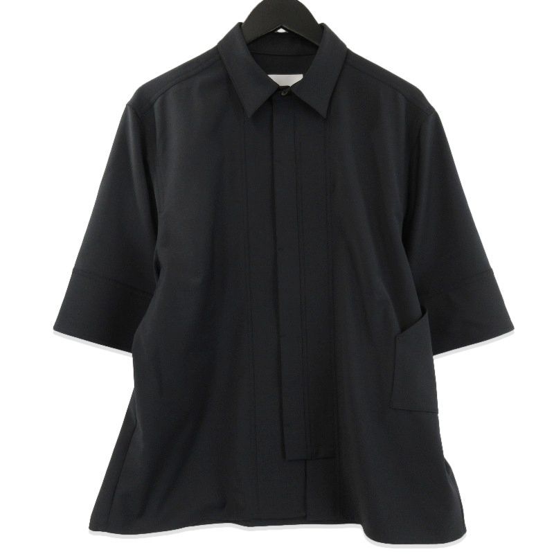 未使用 HATRA ハトラ Tri Front Shirt htr_s26_SH02 半袖シャツ 比翼 ハーフスリーブ ブラック 黒 2 71016601