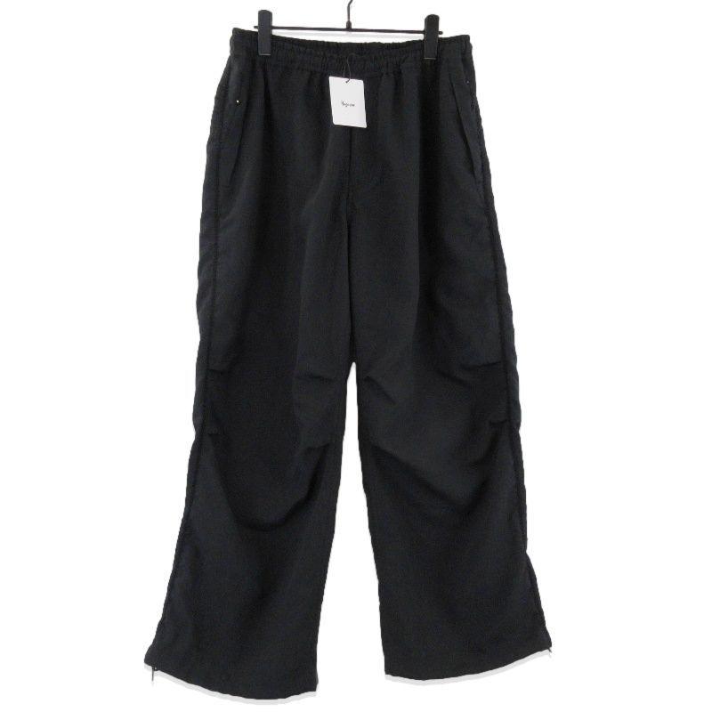 未使用 nagoune ナゴウネ Embroidery knee-tuck pants NG-26SS-PT02 ドローコード ワイドパンツ イージーパンツ ブラック 黒 M 71016600