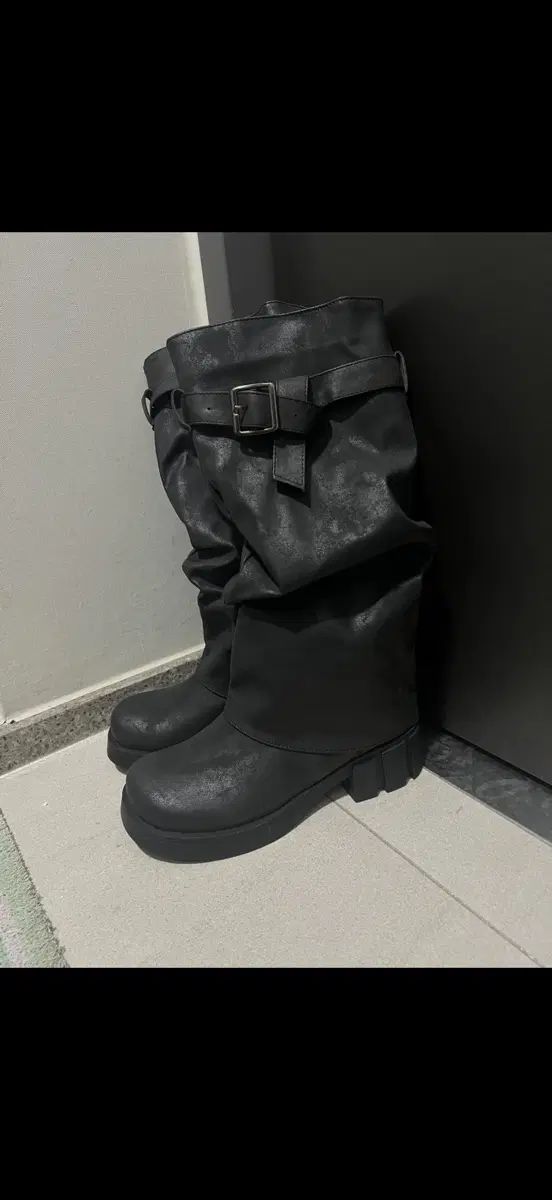 起毛 厚いふくらはぎ ブーツ ブラック