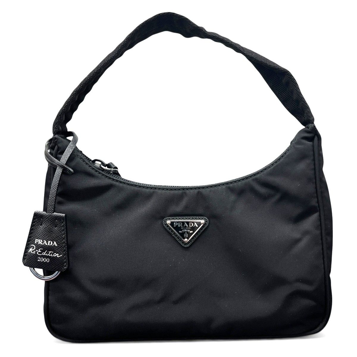 PRADA 極美品 プラダ Re-Edition 2000 リエディション RE-NYLON リナイロン ハンドバッグ 1NE515 ICチップ確認済 ナイロン ブラック トライアングルロゴ 三角プレート ロゴプレート Aランク 鑑定済 中古 プラダバッグ