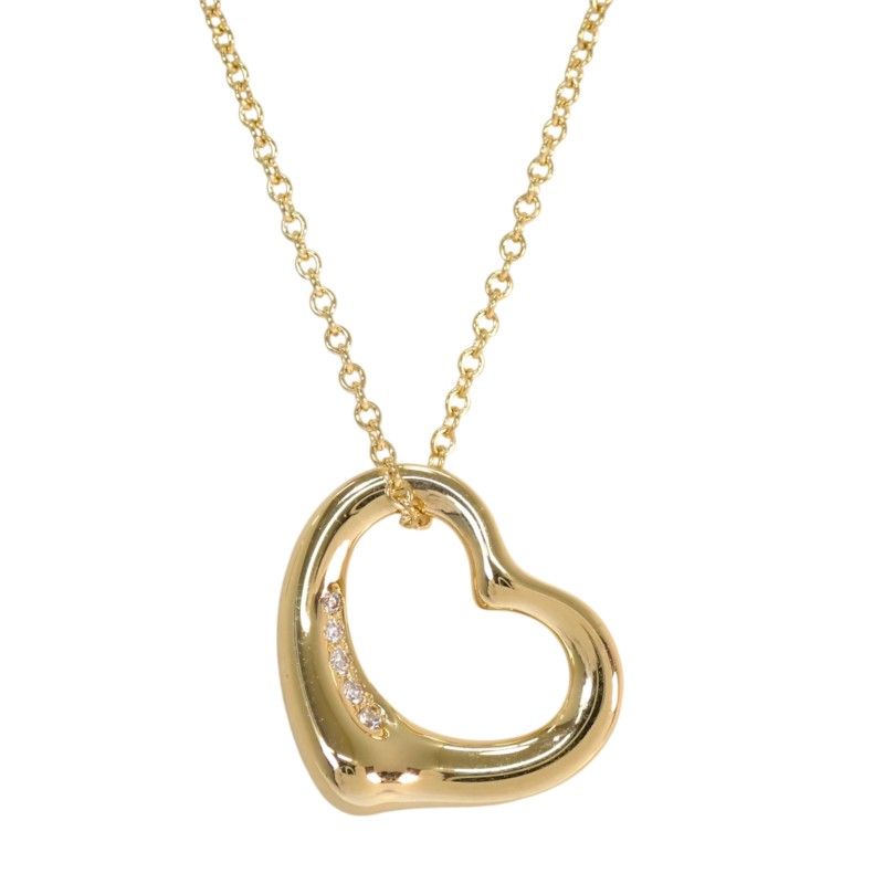 ティファニー TIFFANY&Co. オープンハートペンダント ネックレス K18イエローゴールド ダイヤモンド レディース 保存袋付属 定番 可愛い【中古】【Aランク】