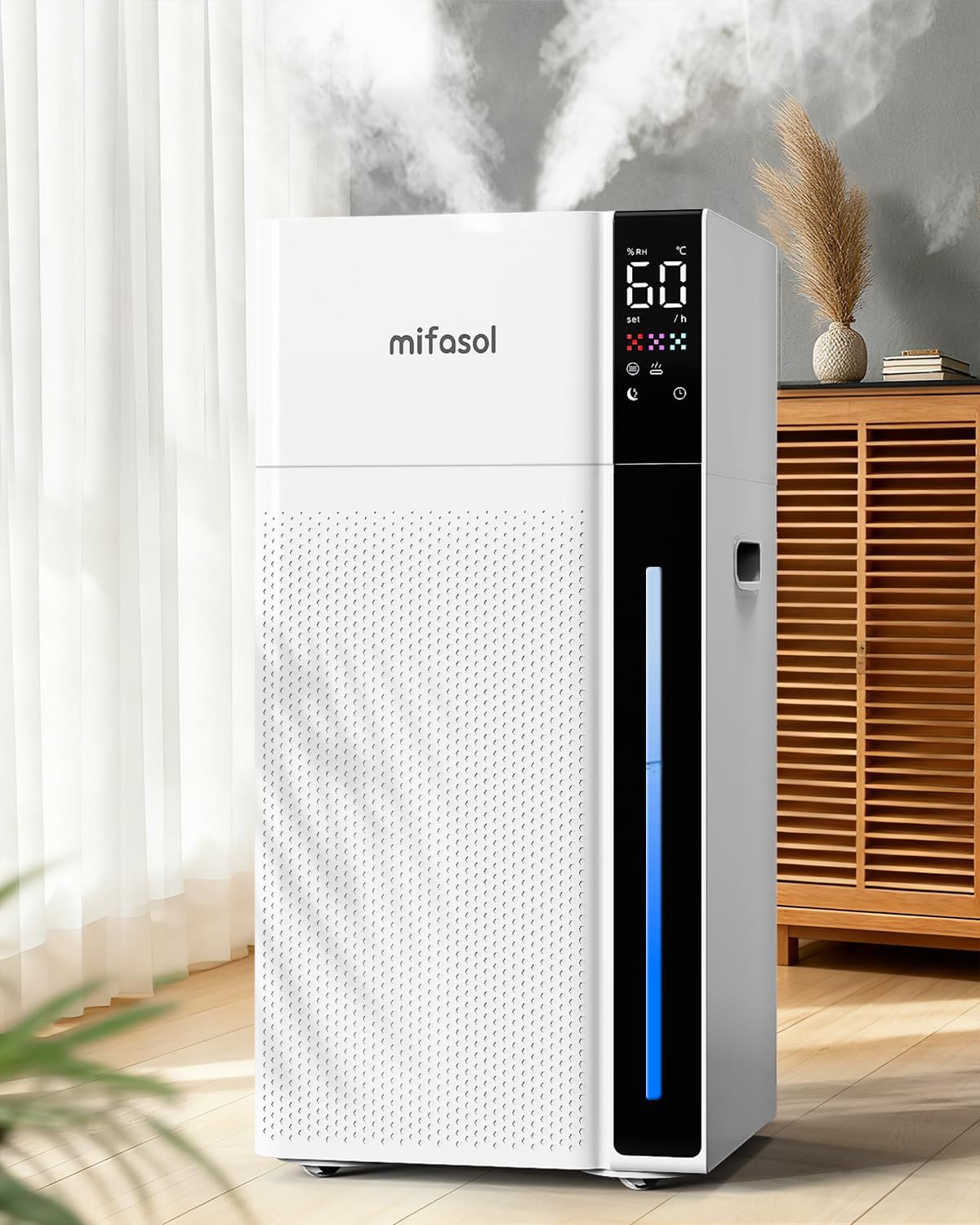 【法人向け】Mifasol 加湿器 ハイブリッド式 スチーム式 大容量20L 業務用 加熱式 +超音波式 加湿 器. お手入れしやすい 自動湿度調整 タワー 上から給水 水浄化 省エネ 遠隔制御 キャスター 35畳 25dB静音 おやすみモード 連続48時間 16,961円