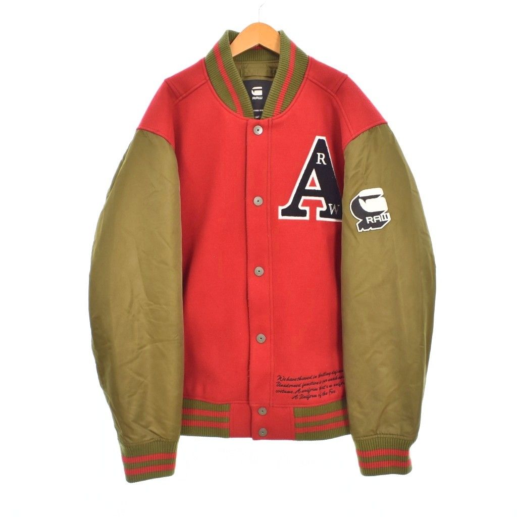 ジースターロウ G-Star RAW Varsity Jacket バーシティジャケット ブルゾン スタジャン XXL 赤 レッド カーキ D23653-D420-8050 ☆AA★