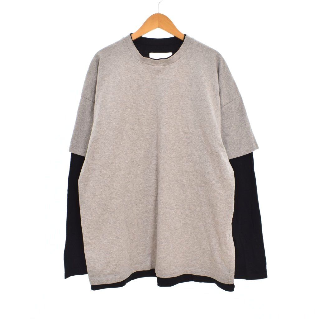 ジルサンダー JIL SANDER 23AW Back Print Layered L/S Tee バックプリント レイヤード Tシャツ 長袖 ロンT 44 グレー J61GC0001 JTN233