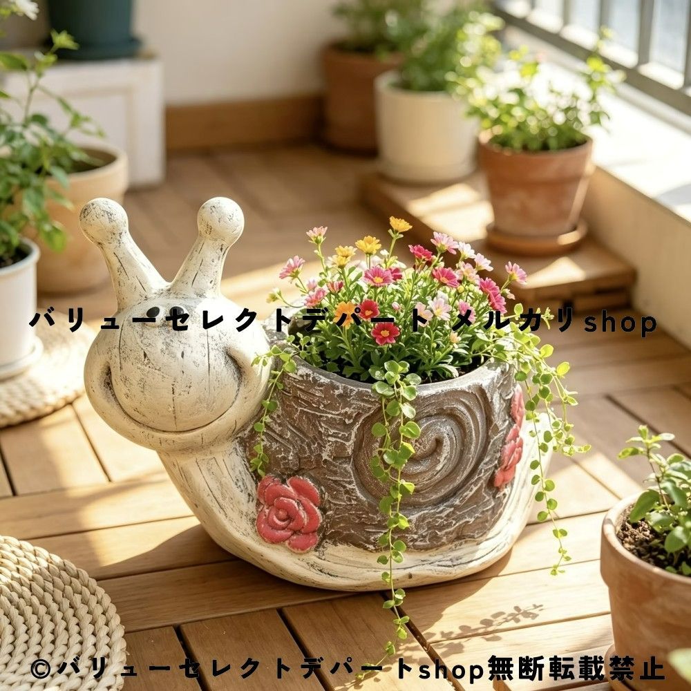 プランター カタツムリ 植木鉢 かわいい おしゃれ 中庭 庭 屋外 ガーデン ガーデンオブジェ オーナメント バルコニー 多肉植物 鉢植え フラワーポット 花器 園芸 ガーデニング雑貨 ガーデンインテリア 庭飾り 植物 オブジェ 動物モチーフ アニマル