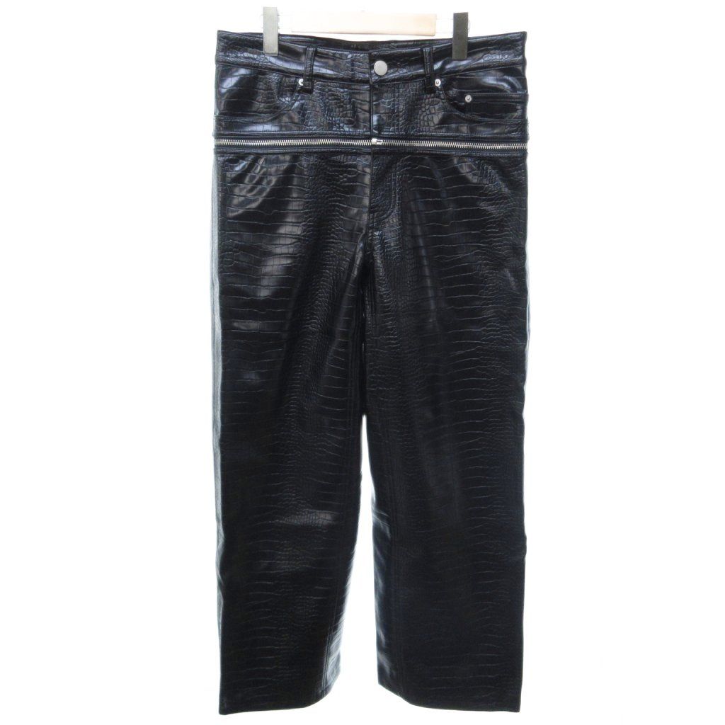 GOAR archive ゴアアーカイブ ZIPPER PANTS ジッパーパンツ クロコ型押し フェイクレザー ワイド 黒 ブラック M