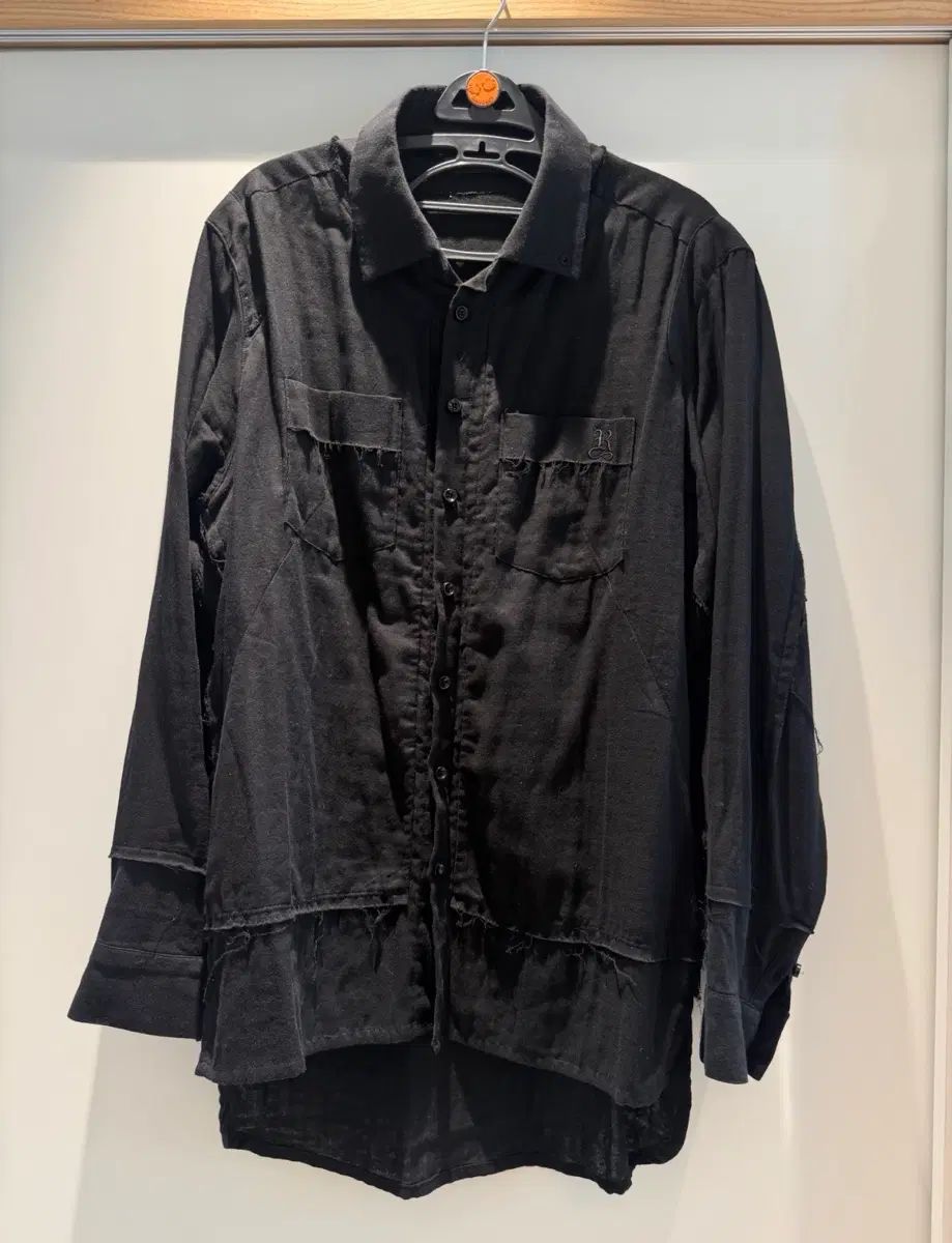 Rat Roen 랫 로엔 ディストレスト レイヤード ブラック シャツ 48