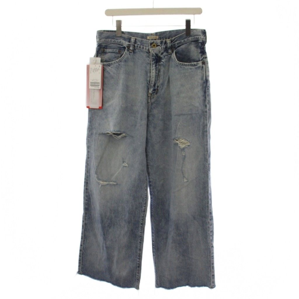 エーピーストゥディオ AP STUDIO × Attick by Johnbull 26SS archive WIDE DENIM デニムパンツ ジーンズ ジップフライ USED加工 裾カットオフ 40 インディゴ 26030587005810 /BM