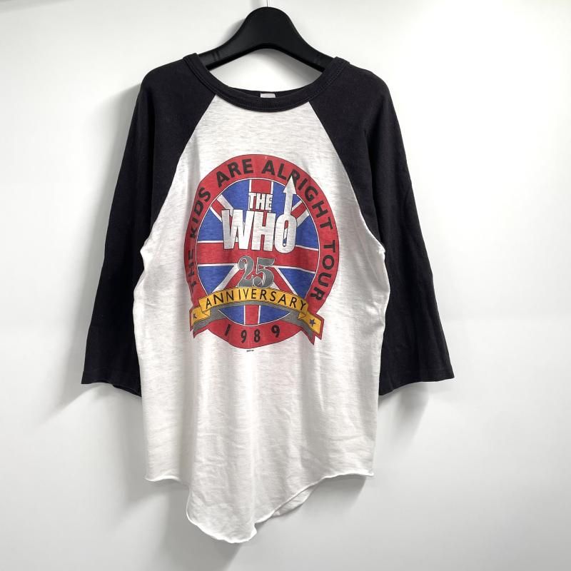 【中古】80s THE WHO 25th Aniversary ラグランTシャツ サイズ表記なし ブラック ホワイト ザ・フー[17]