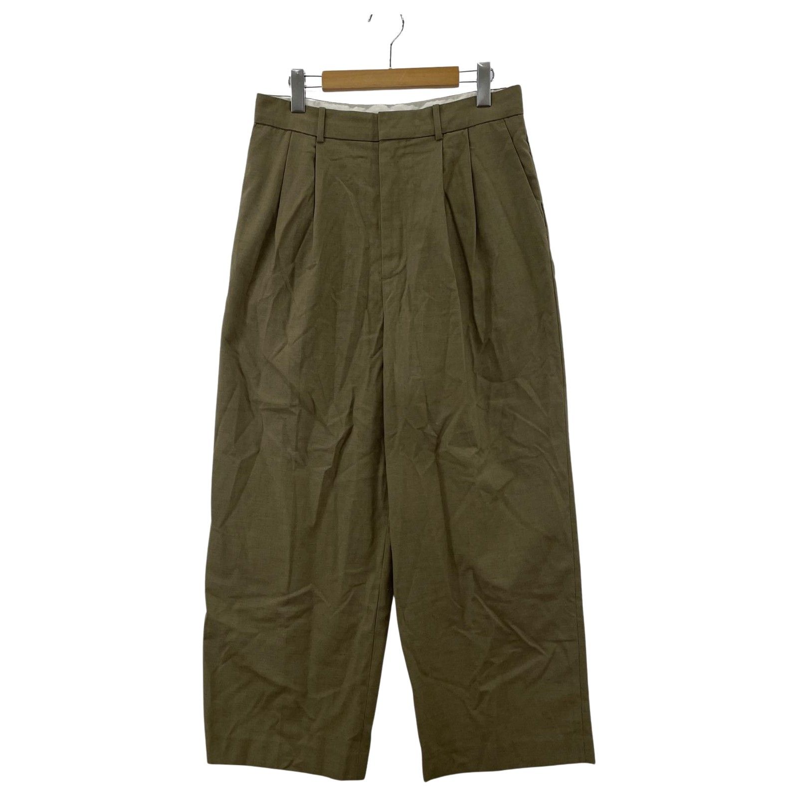 ETRE TOKYO エトレトウキョウ リネン混 タック ワイドパンツ sizeＳ/カーキ系