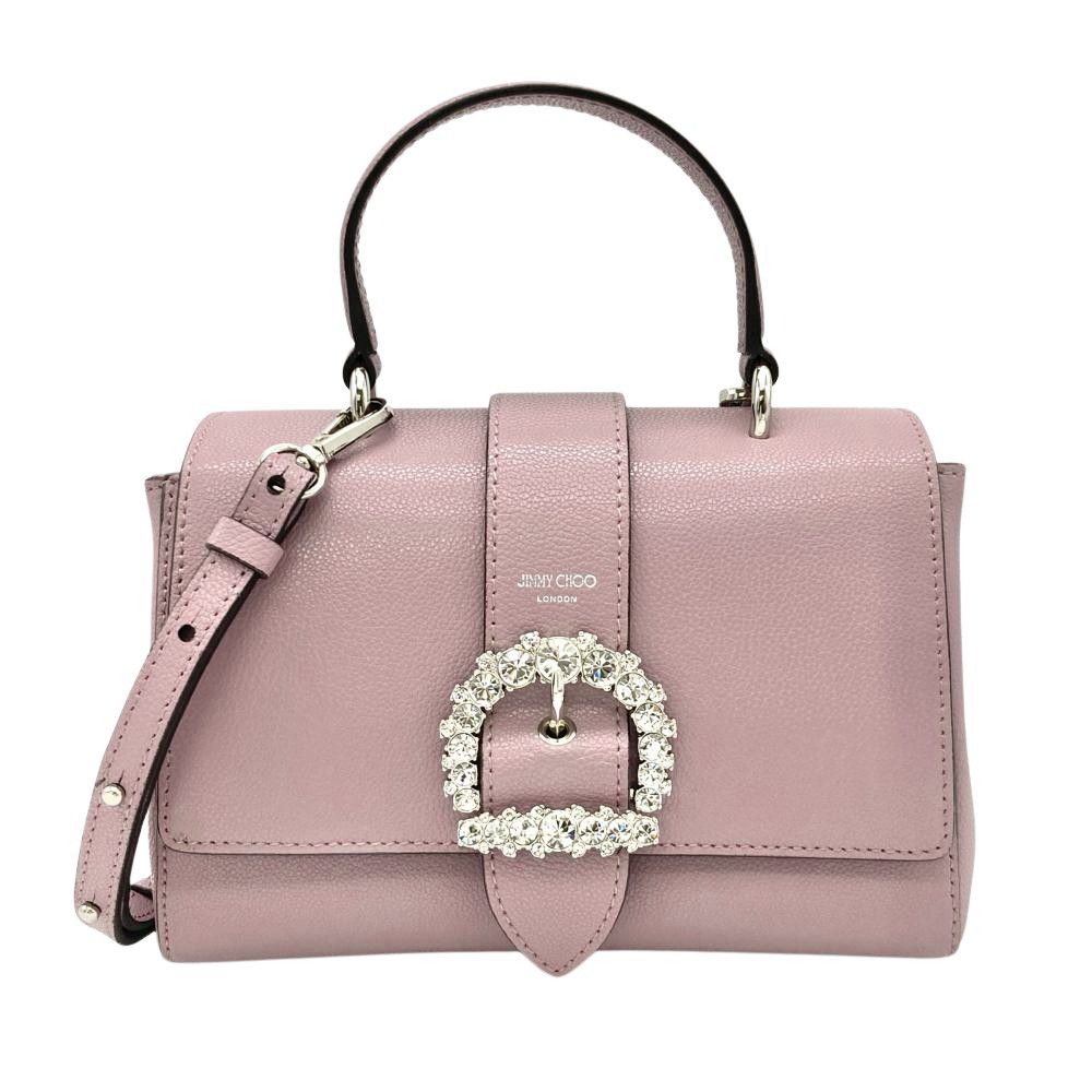 ジミーチュウ JIMMY CHOO Cheri シェリ ミニ ショルダーバッグ ハンドバッグ レザー ラベンダー シルバー金具 ビジュー レディース【中古】