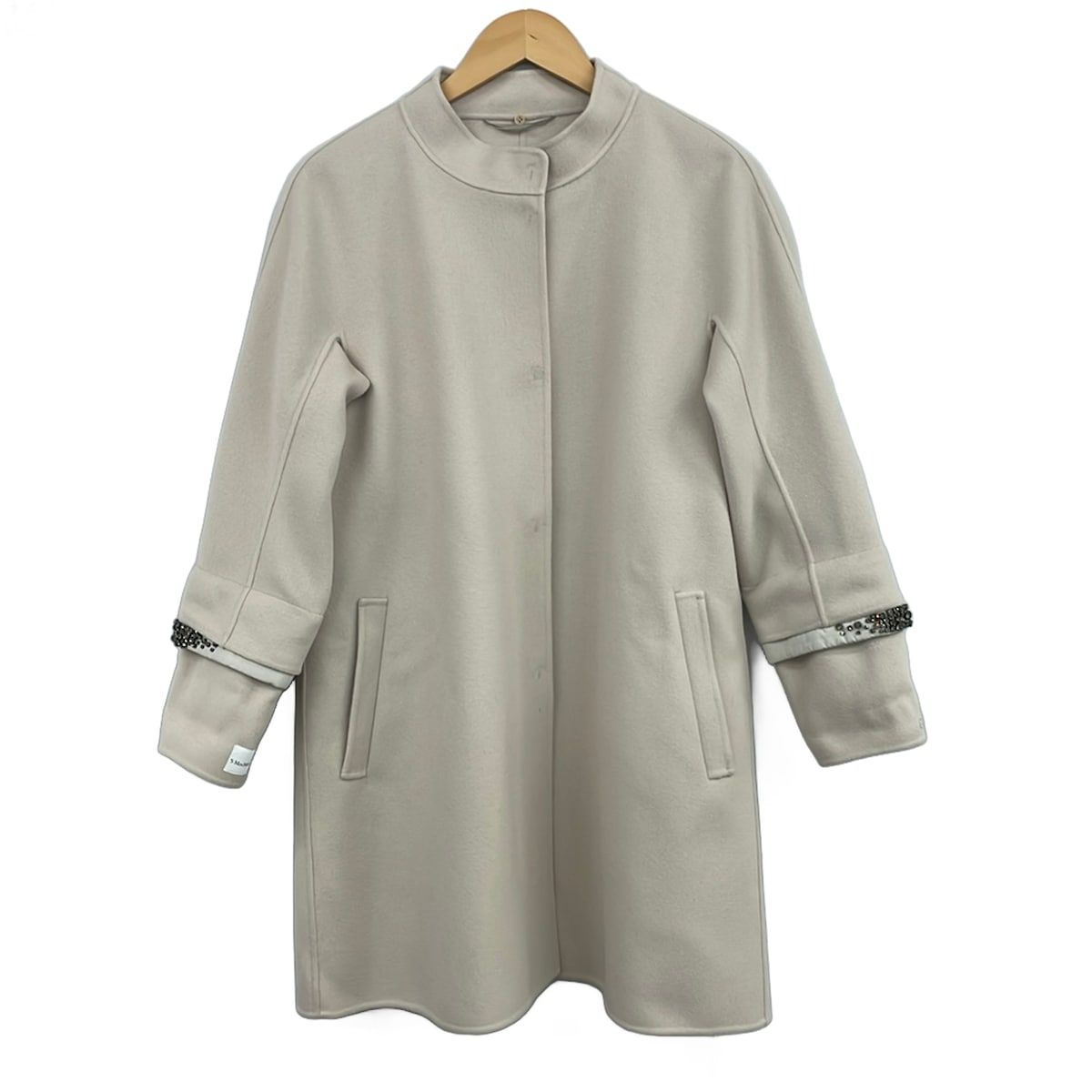 S Max Mara(マックスマーラ) コート サイズJ 40 レディース - アイボリー 長袖/ビジュー/秋/冬