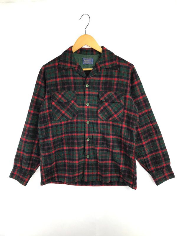 【中古品】 PENDLETON ペンドルトン 50's MULTICOLOR GREEN BUTTON BOARD SHIRT 50年代 マルチカラーロングスリーブ シャツ トップス ヴィンテージ 【146-260825-rt-02-tagh】
