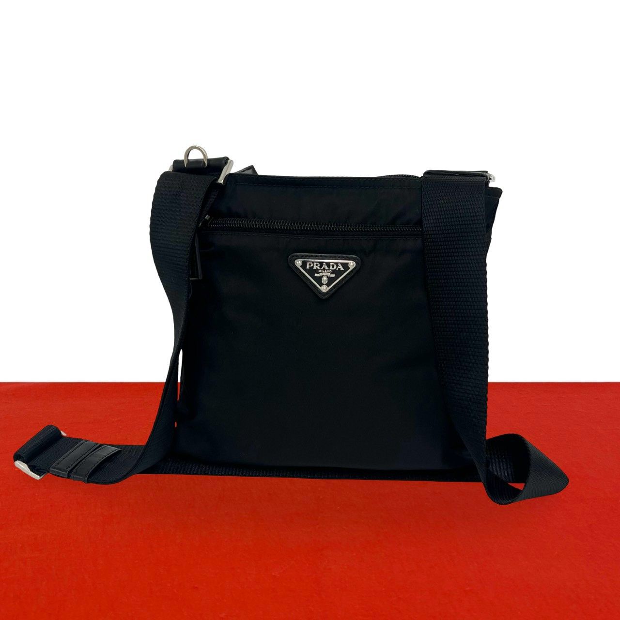 極 美品 PRADA プラダ 三角 ロゴ 金具 テスート ポコノ ナイロン 