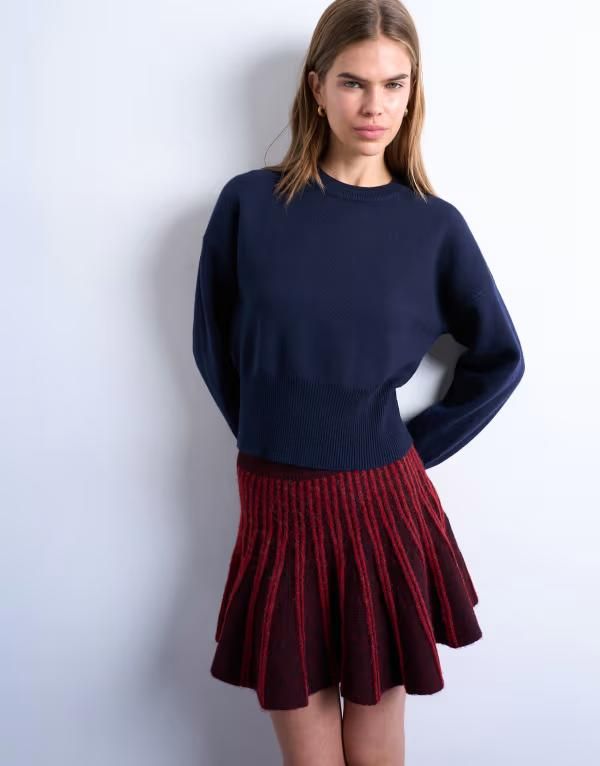 トップショップ レディース アウター ニット・セーター セーター ニット Topshop knitted compact fitted waist sweater Navy ネイビー