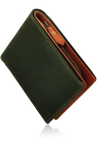 [亀登鞄製作所] 財布 メンズ 2つ折り財布 二つ折り財布 薄型 (大容量 カード収納16枚) (内側も外側も全部 上質本革) (信頼の YKKファスナー) 小銭入れ コンパクト 革 ｜タッチ決済対応 通勤 通学 ｜職人手作り クレイジーホー 8aab6d5c