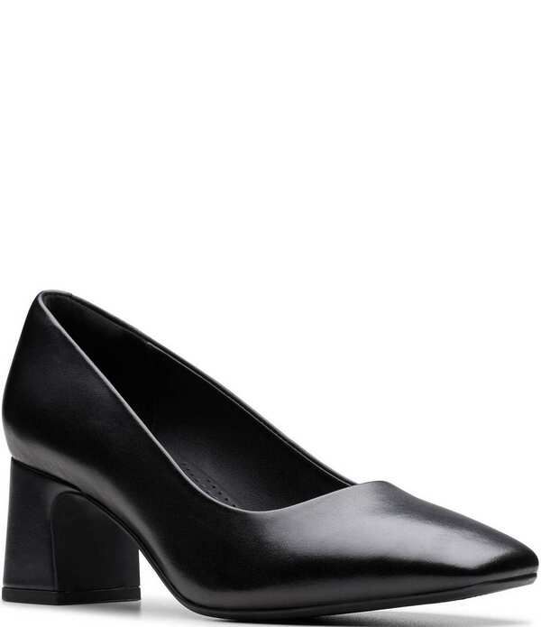 クラークス レディース シューズ パンプス レザー ヒール Clarksignature Fernie Court Leather Block Heel Pumps Black ブラック