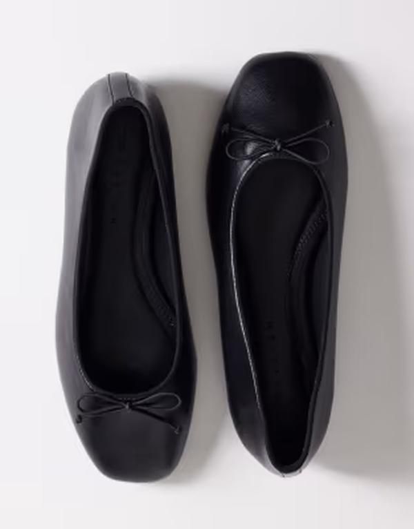 エイソス レディース シューズ パンプス ASOS DESIGN Wide Fit Lion bow trim ballet flats Black ブラック