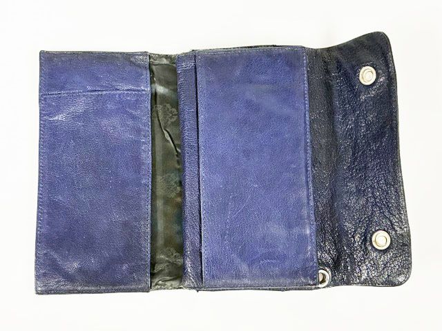 クロムハーツ CHROME HEARTS WAVE CROSS BALL NAVY ウェーブ クロスボール ウォレット レザー 財布 ネイビー 【ブランド古着ベクトル】【中古】☆AA★ ▲ 260825