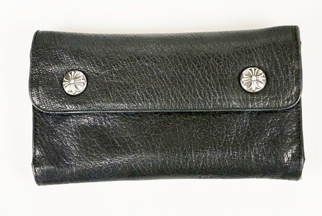 クロムハーツ CHROME HEARTS WAVE CROSS BALL NAVY ウェーブ クロスボール ウォレット レザー 財布 ネイビー 【ブランド古着ベクトル】【中古】☆AA★ ▲ 260825