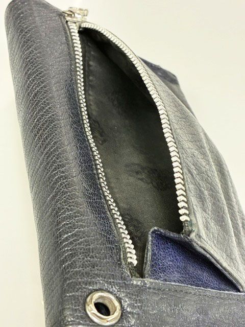 クロムハーツ CHROME HEARTS WAVE CROSS BALL NAVY ウェーブ クロスボール ウォレット レザー 財布 ネイビー 【ブランド古着ベクトル】【中古】☆AA★ ▲ 260825