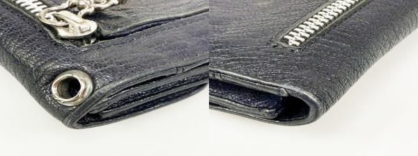 クロムハーツ CHROME HEARTS WAVE CROSS BALL NAVY ウェーブ クロスボール ウォレット レザー 財布 ネイビー 【ブランド古着ベクトル】【中古】☆AA★ ▲ 260825