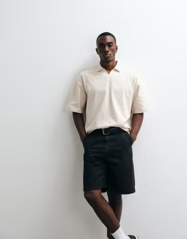 エイソス メンズ トップス ポロシャツ ASOS DESIGN heavyweight boxy oversized polo in stone Rainy day ストーン