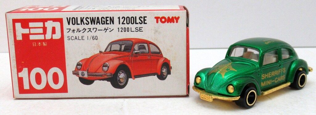 Tomy Tomica Red Box / Made in Japan Sheriff Custom Volkswagen 1200LSE Green Metallic/Gold 100-2-4