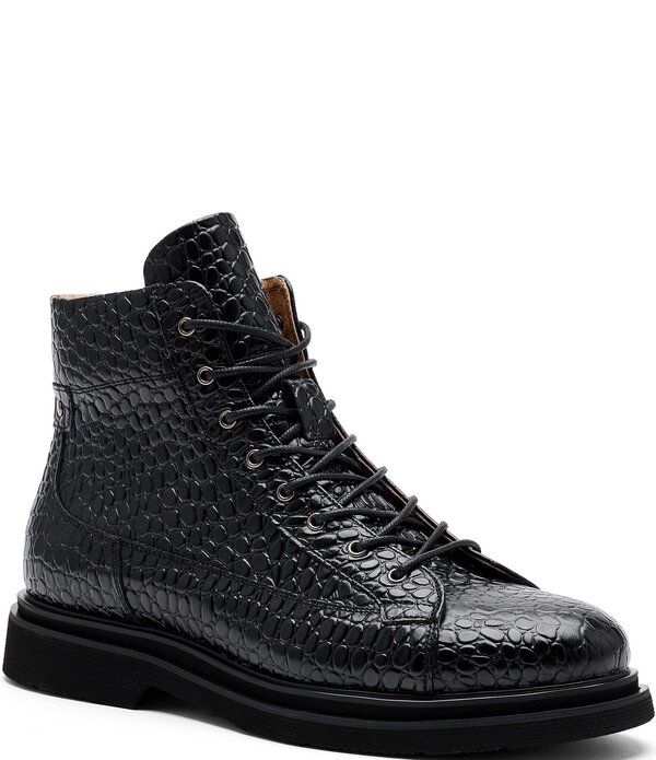 マークノーラン メンズ シューズ ブーツ・レインブーツ レザー Marc Nolan Mens Aiden Croco Embossed Leather Boots Black ブラック 37,570円