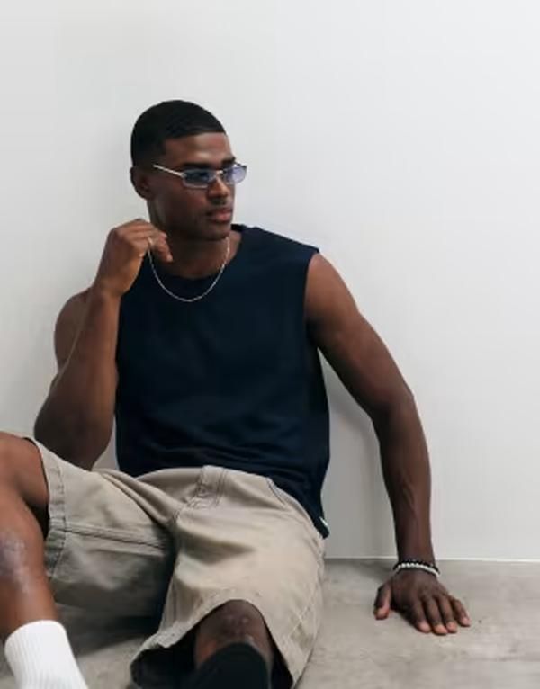 ジャック アンド ジョーンズ メンズ トップス ベスト リブ Jack Jones textu red ribbed tank Sky captain ネイビー
