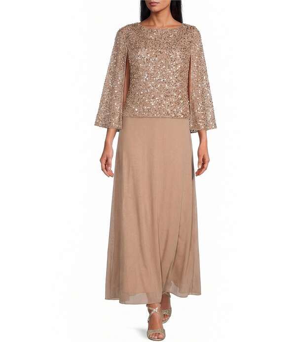 ピサッロナイツ レディース トップス ワンピース キャップ ケープ Pisarro Nights Beaded Capelet 34 Sleeves Dress Rose