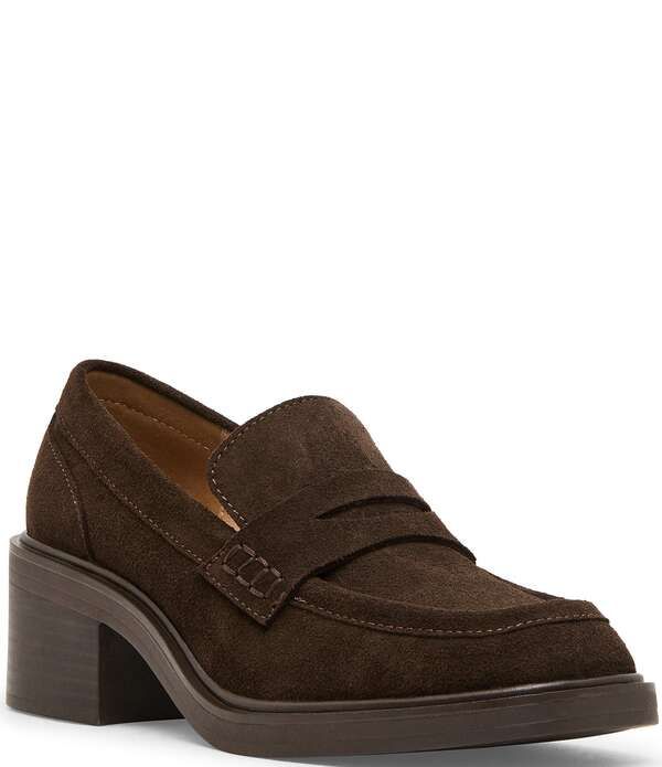 ブロンド レディース シューズ ヒール スエード ローファー Blondo Brisa Waterproof Suede Block Heeloafers Chocolate チョコレート