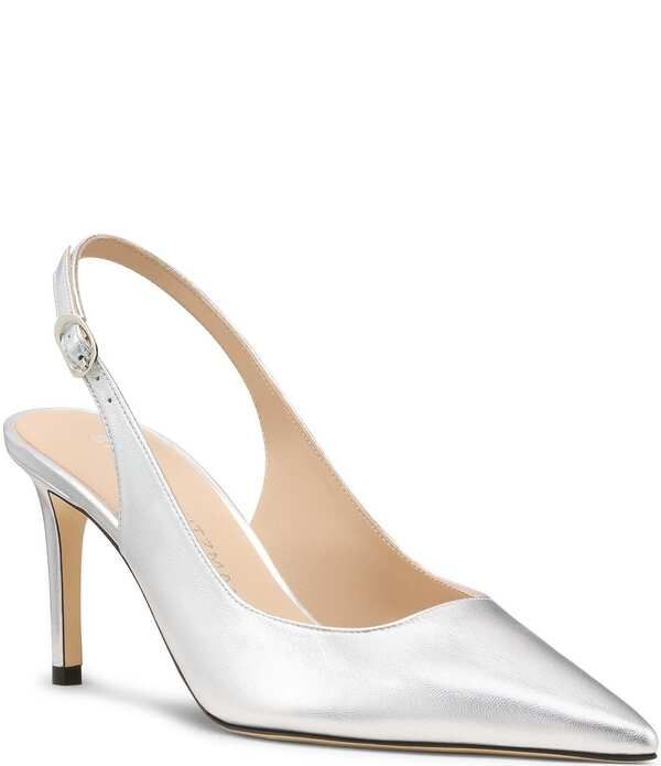 スチュアート ワイツマン レディース シューズ ヒール トール レザー Stuart Weitzman Stuart Power 75 Metallic Leather Slingback Point