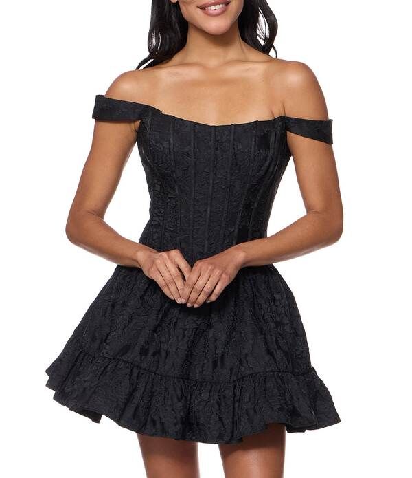 ビーダーリン レディース トップス ワンピース B Darlin Jacquard OffTheShoulder Corseted FitAndFlare Dress Black ブラック 23,616円