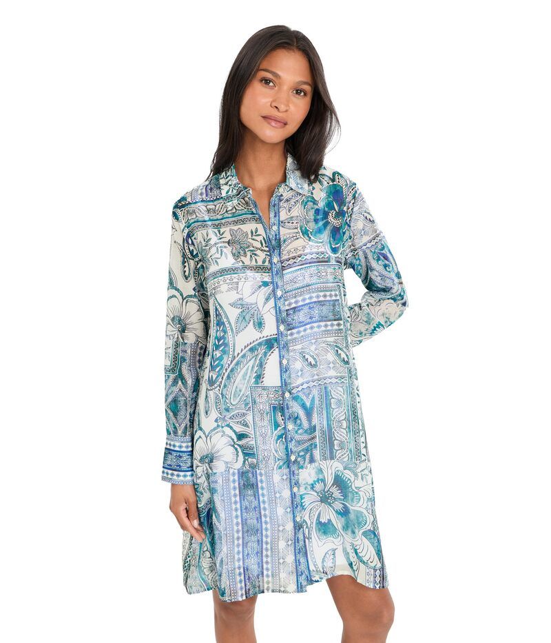 ジョニーワズ レディース トップス ワンピース シャツ Johnny Was Relaxed Overshirt Dress Slip Athene