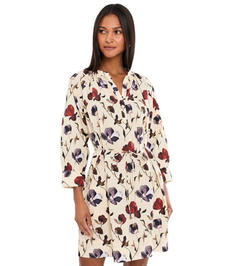 リラピー レディース トップス ワンピース Lilla P Shir red Neck Placket Dress Blue Poppy Prin ブルー