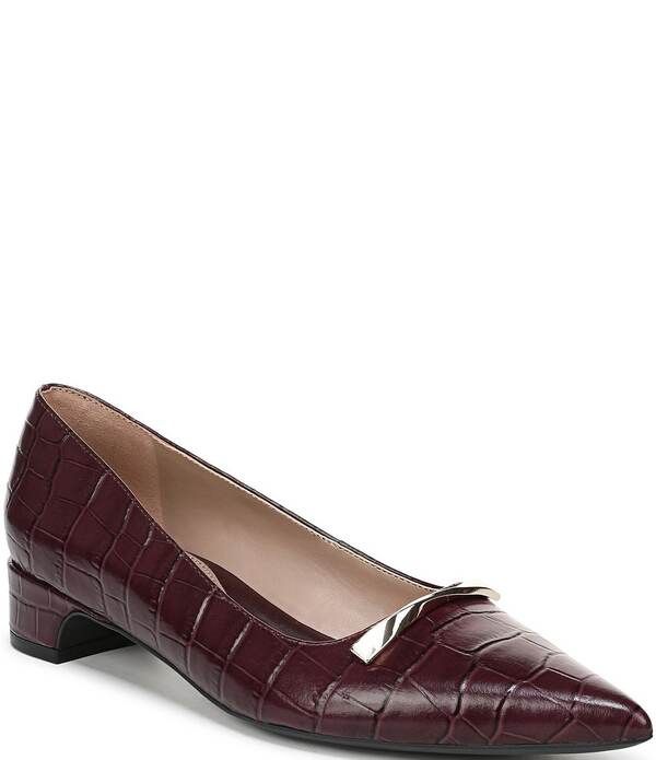 ナチュライザー レディース シューズ ヒール レザー Naturalizerumi Croco Embossed Leather Twist Bar Pointed Toe Pumpsmokey Sa
