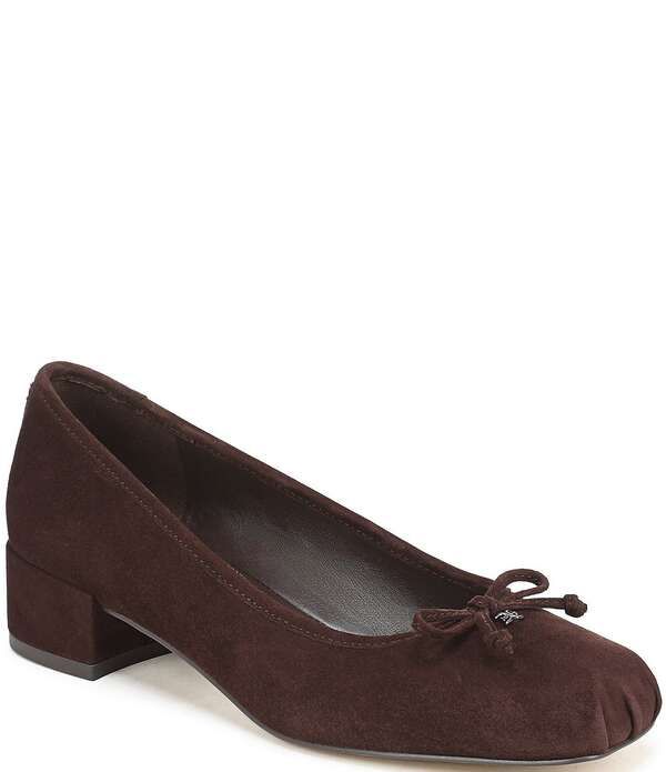 サムエデルマン レディース シューズ ヒール スエード Sam Edelman Rosa Suede Bow Detail Block Heel Square Toe Ballet Pumps Caf