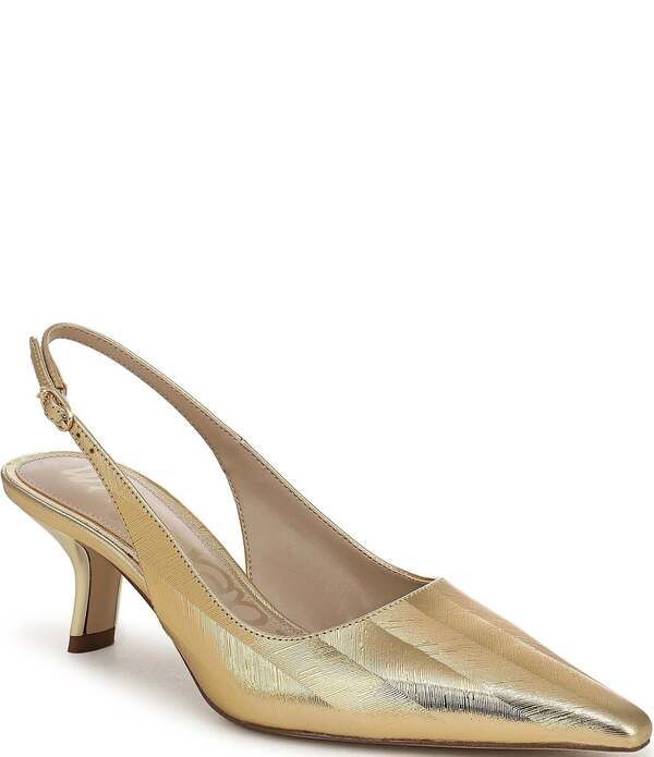 サムエデルマン レディース シューズ ヒール トール レザー Sam Edelman Bianka Striped Metallic Leather Pointed Toe Slingback Pum
