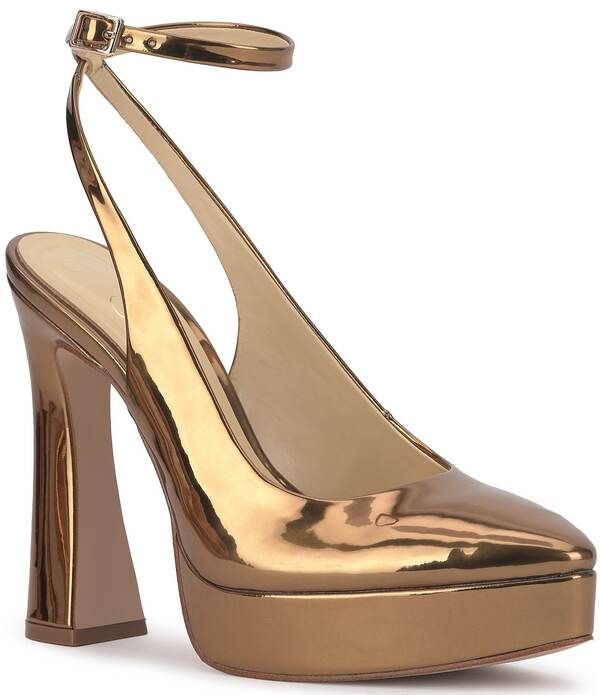 ジェシカシンプソン レディース シューズ ヒール プラットフォーム トール アンクル Jessica Simpsonelica Metallic Ankle Straplatform Pumps Br 29,100円