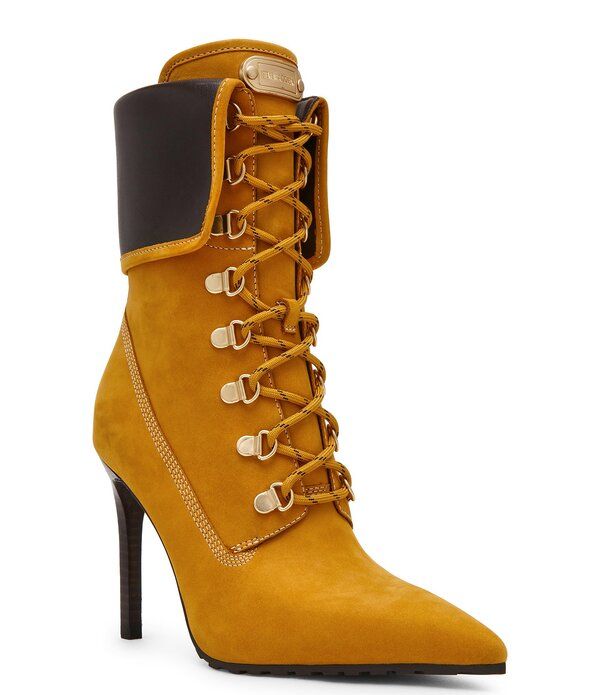 スティーブ マデン レディース シューズ ブーツ・レインブーツ アンクル レース Steve Madden Morals Nubuck Lace Up Stiletto Ankle Booties W