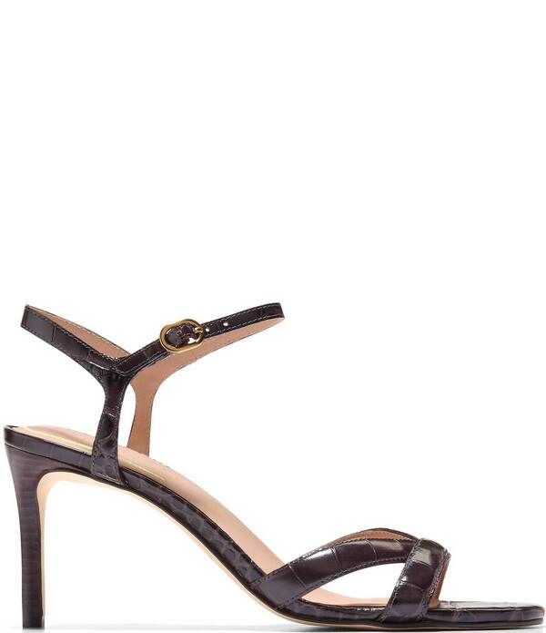 コールハーン レディース シューズ ヒール サンダル レザー Cole Haan Constantina Crocodilembossed Leather Dressandals Black Croc
