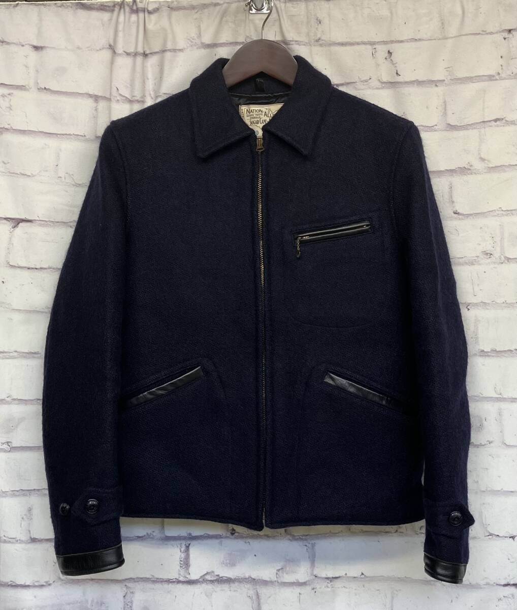 SUGAR CANE ｼｭｶﾞｰｹｰﾝ WOOL MELTON SPORT JACKET ｳﾞｨﾝﾃｰｼﾞ ｳｰﾙﾒﾙﾄﾝ 牛革 ｱﾒｶｼﾞ ﾒﾝｽﾞ 冬