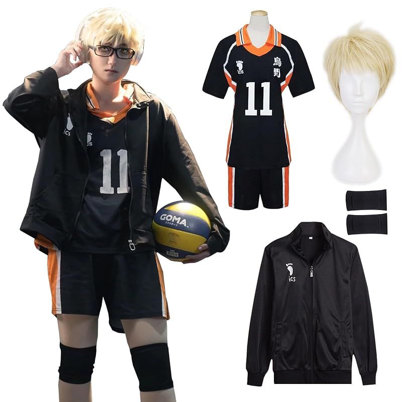 【新品】 [NOKIJP] 烏野高校 音駒高校 コスプレ 孤爪 研磨 コスプレ衣装 日向 翔陽 コスプレ衣装 黒尾 鉄朗 ユニフォーム 影山 飛雄 ジャージ ハイキュー コスチューム 大人用 仮装 文化祭 イベント （ 月島蛍 ウィッグ＆ジャージ付き ，S 0 7,384円
