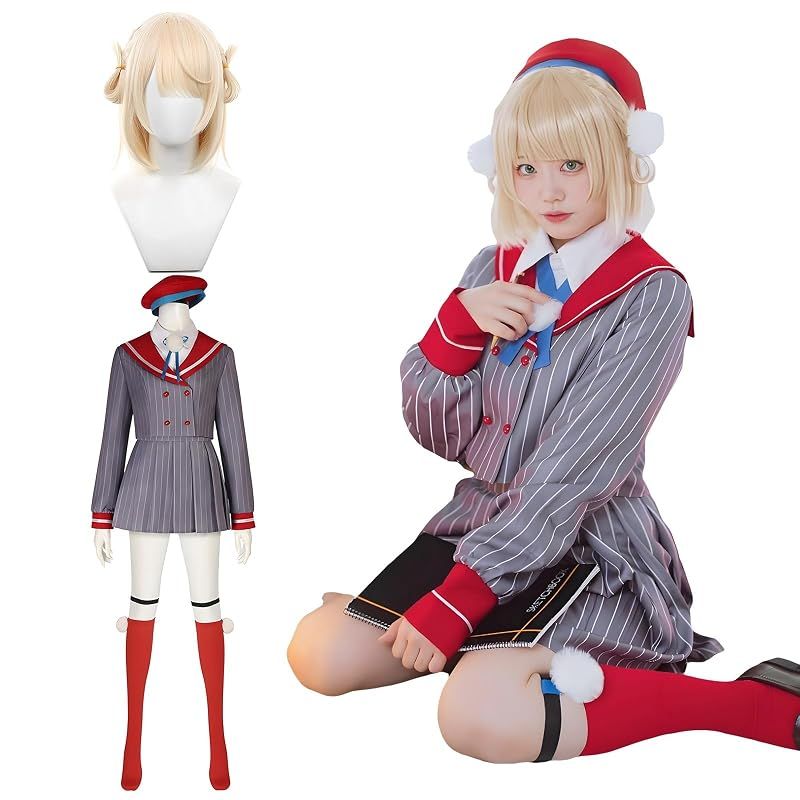 【新品】 [神併良品] 時雨羽衣 コスプレ ウィッグ付き 制服 VTuber コスプレ衣装 大人用 仮装 文化祭 イベント コスチューム ステージ服 Shigure Ui cosplay (時雨羽衣 ウィッグ付き, S) 1